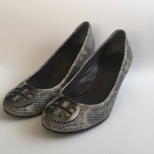 Tory Burch Snake Print Wedges Size 6